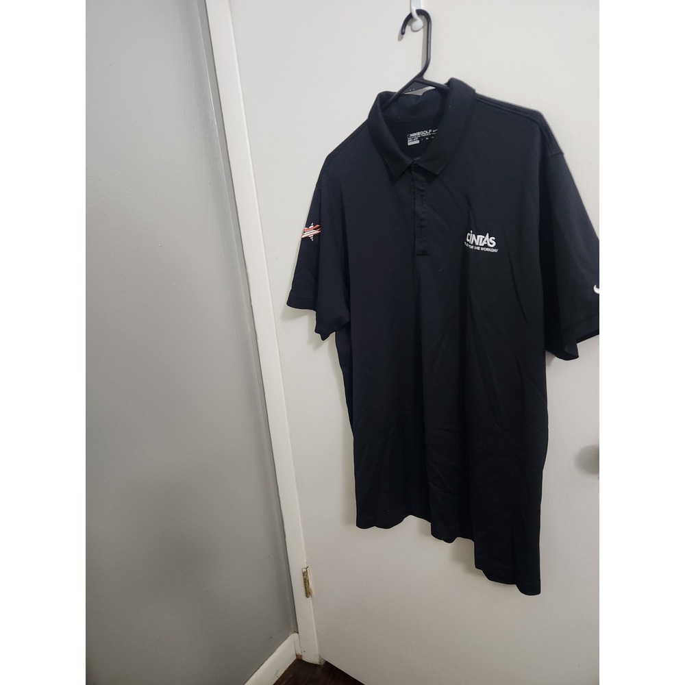 Nike Golf Dri-FIT Polo Shirt Mens XXL Black Cintas VPP Logo Short Sleeve